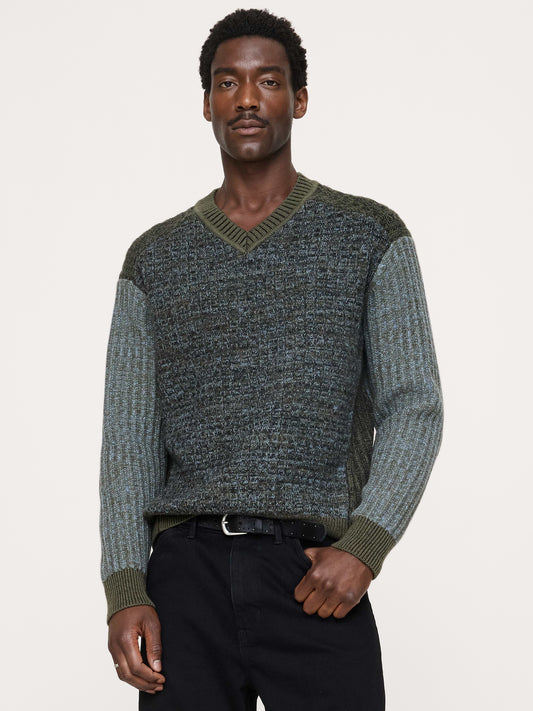 Merino V-Neck Sweater - Spiced Olive Green
