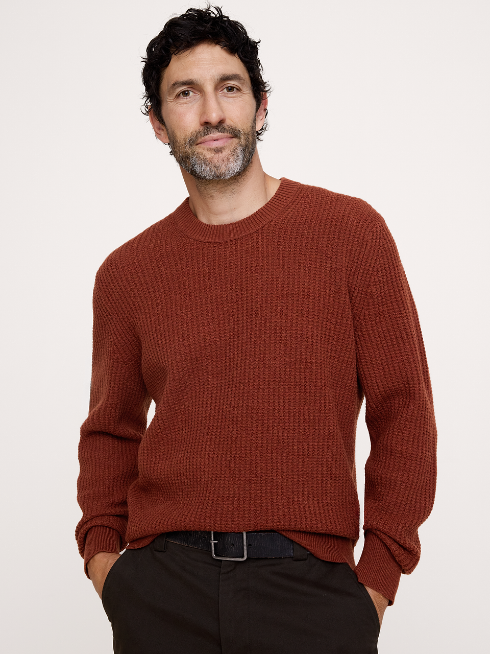 Italian Merino-Blend Crew-Neck Sweater - Jasper Red