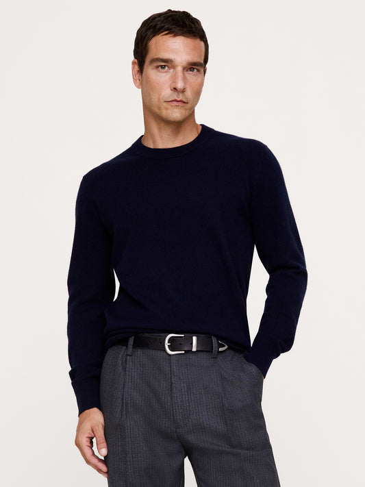 Cashmere Crew-Neck Sweater - Navy Blue