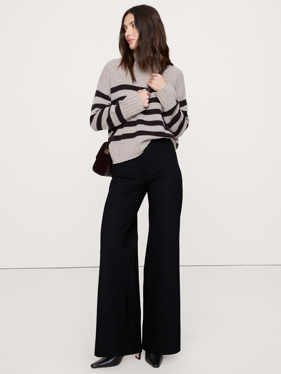 High-Rise Wide-Leg Everywhere Ponte Pull-On Pant - Black