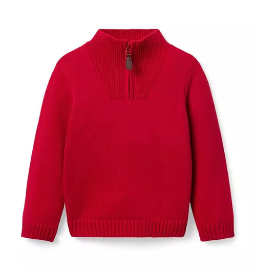 The Half Zip Sweater - Red Pepper