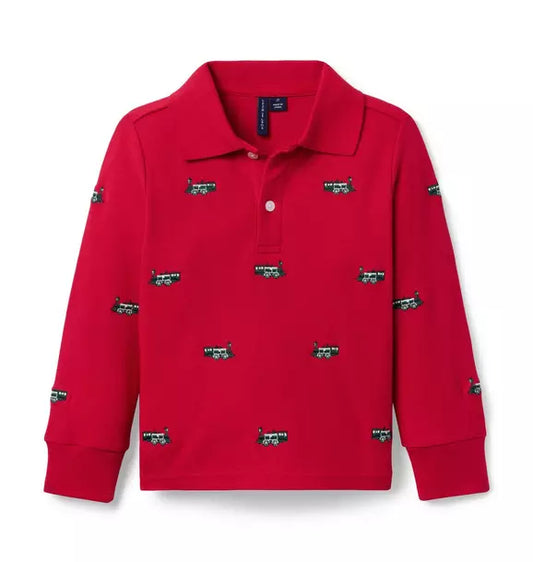 Embroidered Train Pique Polo - Red Pepper
