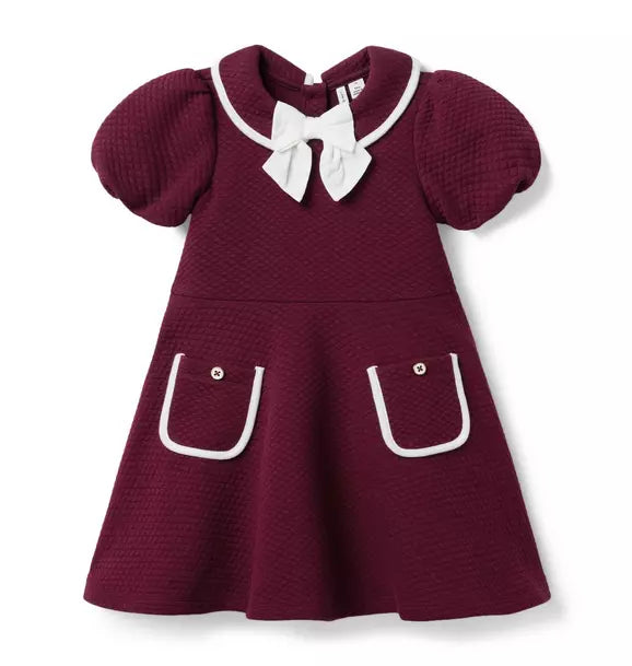 Quilted Puff Sleeve Dress - Grape Harvest