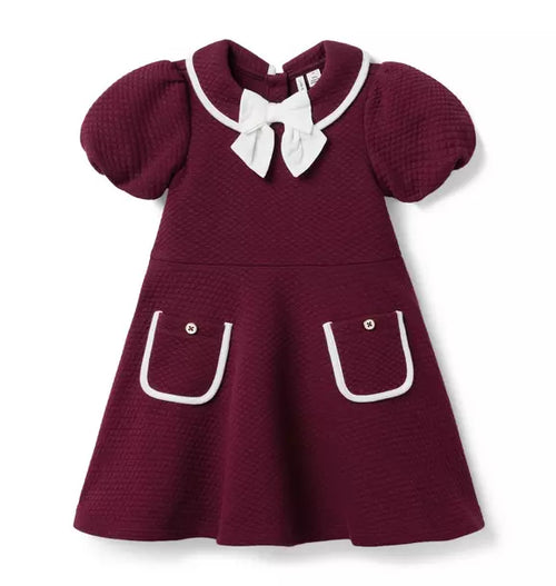 Quilted Puff Sleeve Dress - Grape Harvest