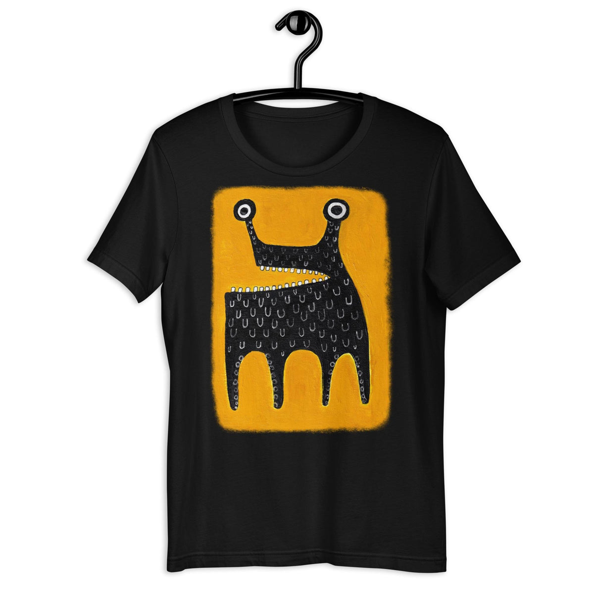 Black Whimsical Folk Art Monster T-Shirt