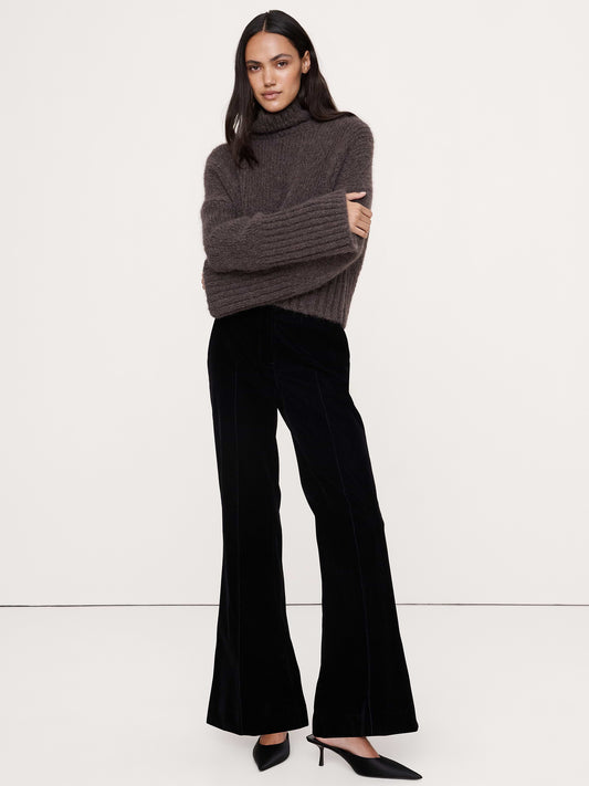 High-Rise Super Flare Flocked Pant - Black
