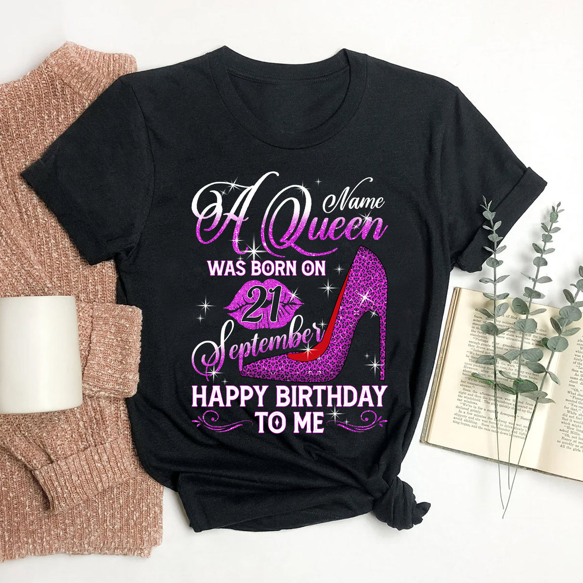 Custom A Queen Was Born Happy Birthday, Custom Name Custom Date Birthday Shirt For Women,Birthday T Shirt,Birthday Gift Shirt image 6