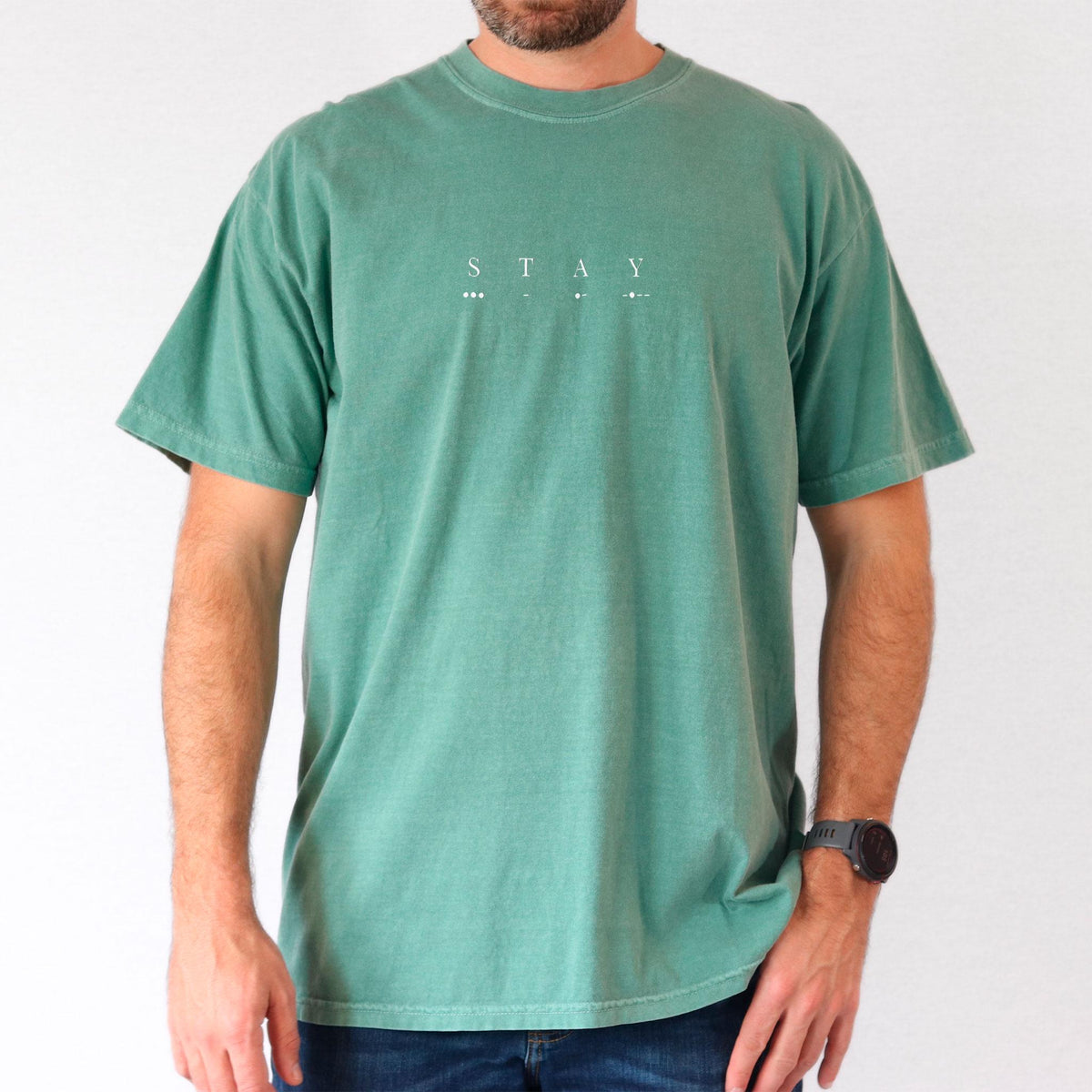 Interstellar STAY T-Shirt – Minimalist Sci-Fi Cinema Tee Light Green
