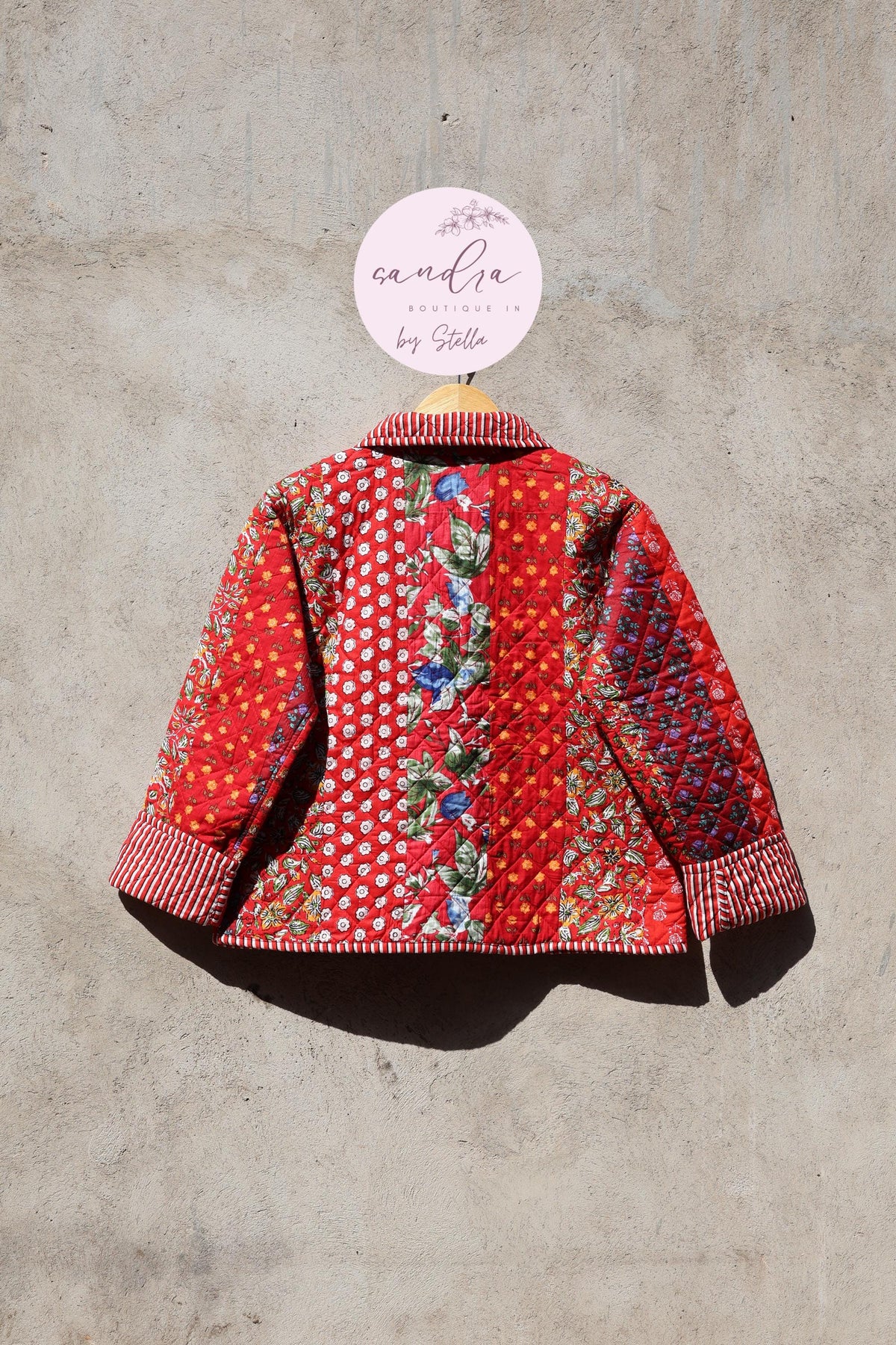 Handcrafted Cotton Quilted Patchwork Jacket, Boho Floral Reversible Coat – Vintage Kantha Kimono Style Short Jacket for Women, Gift for Her image 7