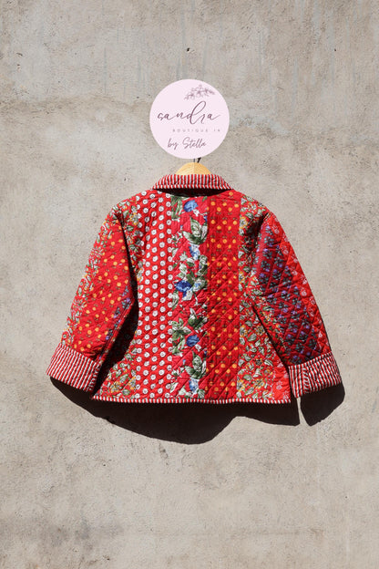 Handcrafted Cotton Quilted Patchwork Jacket, Boho Floral Reversible Coat – Vintage Kantha Kimono Style Short Jacket for Women, Gift for Her image 7