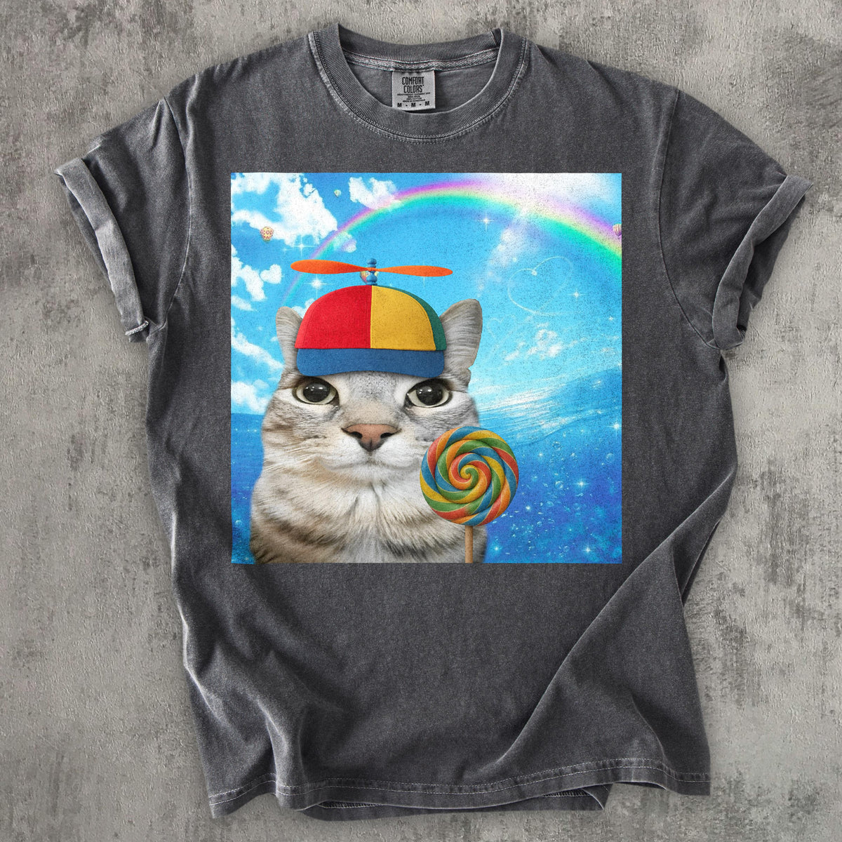 Happy Cat Dreamcore T-shirt, Funny Cats Shirt, Brainrot Meme Tee, Silly Kitten Tee, Cat Lover Gifts, Weird Tees, Gen Z Humor Tshirt Comfort Color Pepper