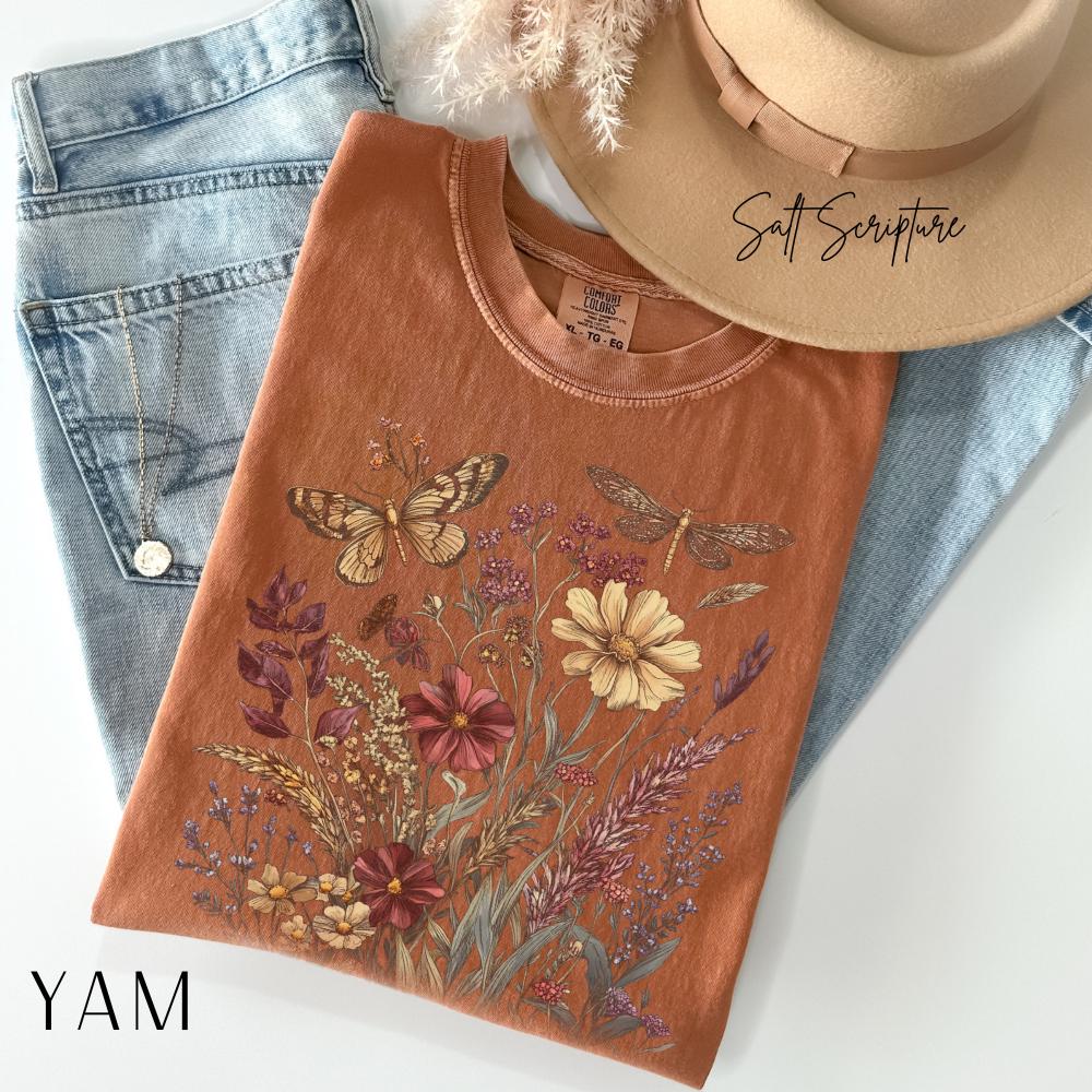 Vintage Wildflowers Shirt, Floral Graphic Tee, Pressed Flowers Shirt, Cottagecore Wildflowers Tee, Moody Botanical Shirt, Nature Shirt