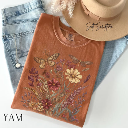 Vintage Wildflowers Shirt, Floral Graphic Tee, Pressed Flowers Shirt, Cottagecore Wildflowers Tee, Moody Botanical Shirt, Nature Shirt