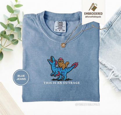 Embroidered Princess Donut and Mongo Shirt, Dungeon Crawler Carl Tee Fantasy Book Reader Geeky Cat Lover Tshirt Donu Mongo Bookish Merch Blue Jean