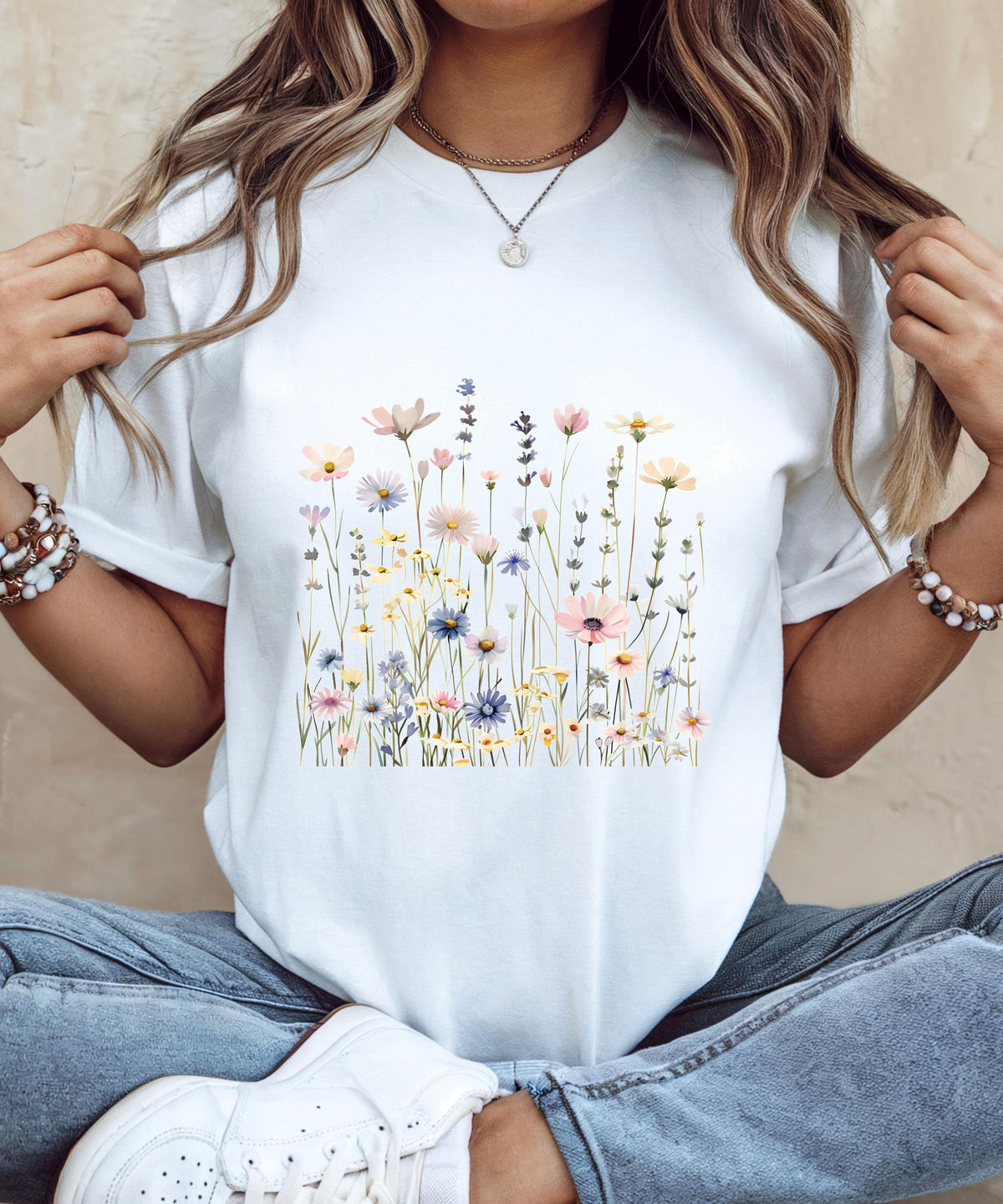 Wildflower T-Shirt for Women | Minimal Floral Bella+Canvas Tee | Nature Inspired Botanical Shirt | Soft Aesthetic Outfit image 1