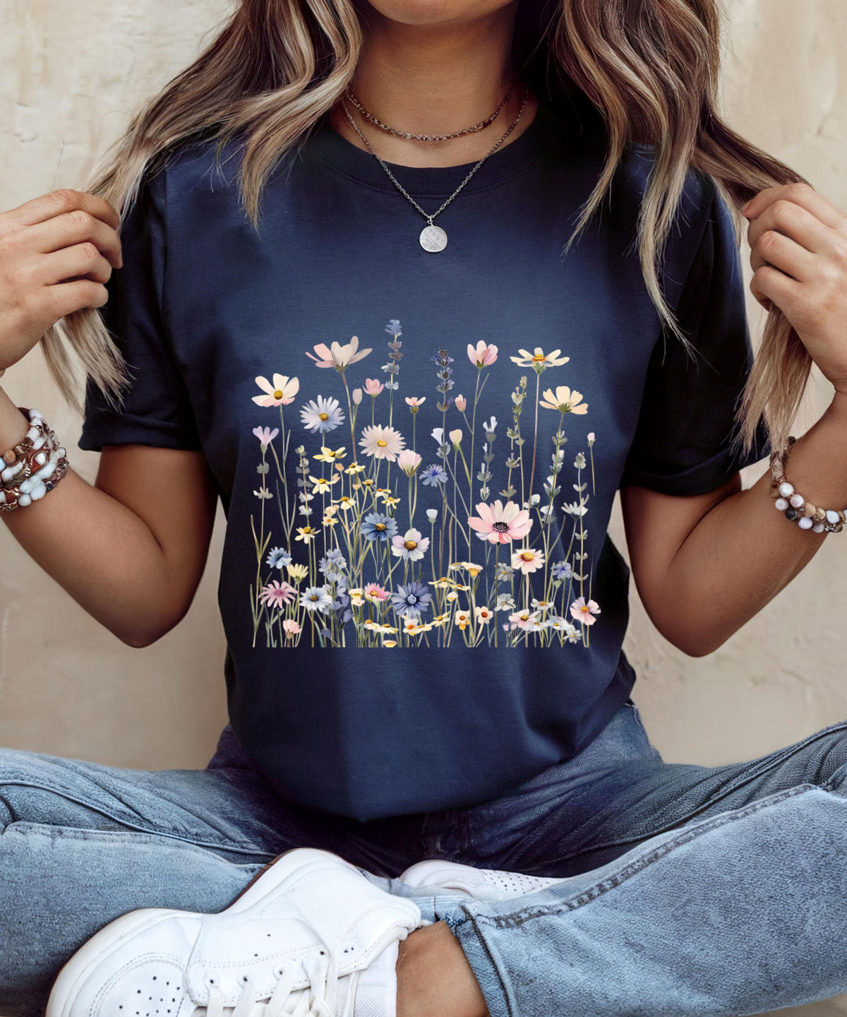 Wildflower T-Shirt for Women | Minimal Floral Bella+Canvas Tee | Nature Inspired Botanical Shirt | Soft Aesthetic Outfit image 2