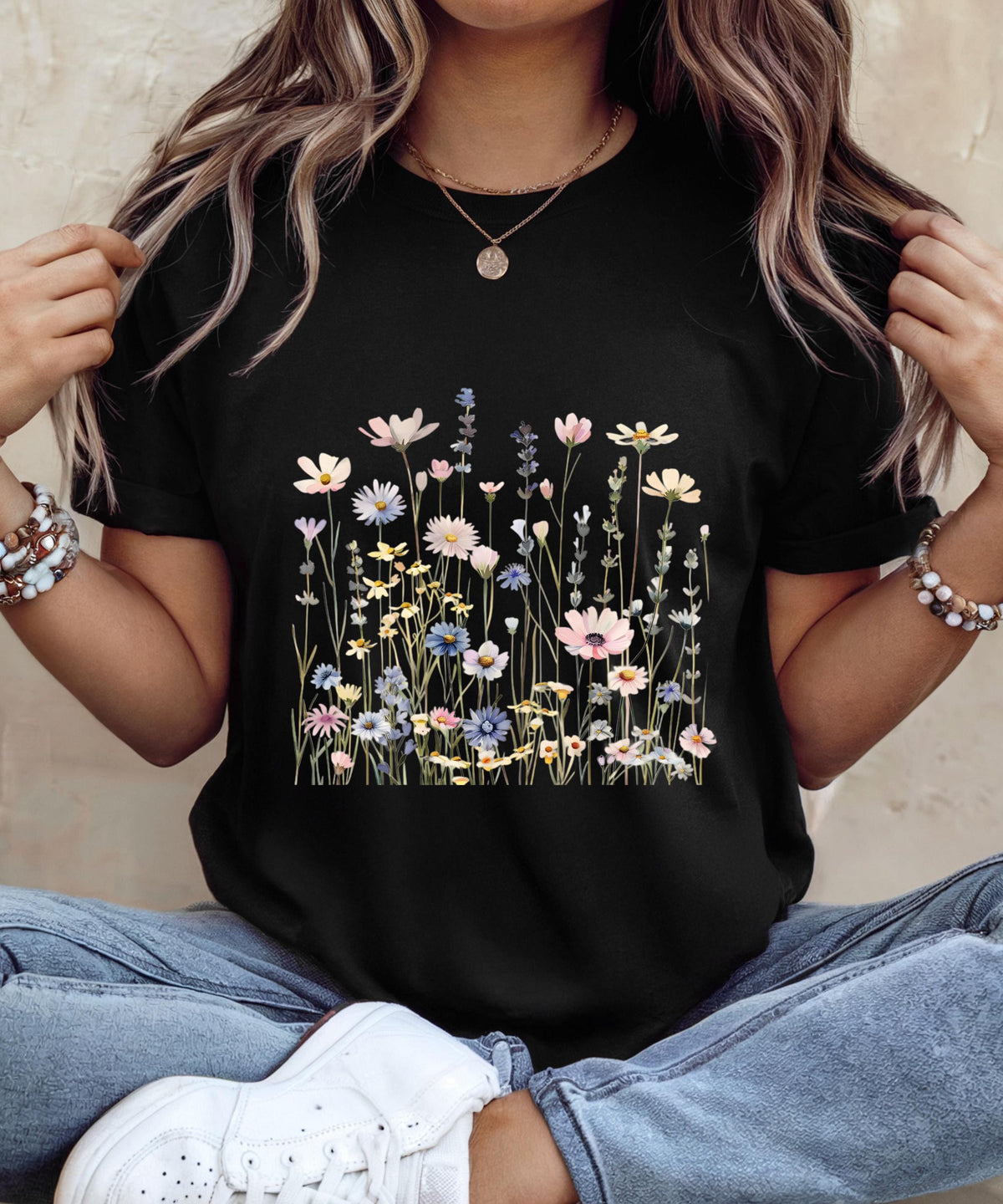Wildflower T-Shirt for Women | Minimal Floral Bella+Canvas Tee | Nature Inspired Botanical Shirt | Soft Aesthetic Outfit image 3