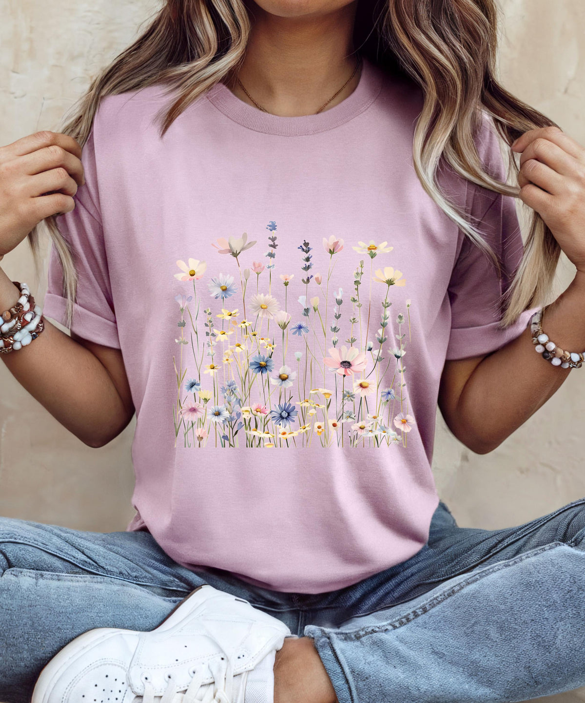 Wildflower T-Shirt for Women | Minimal Floral Bella+Canvas Tee | Nature Inspired Botanical Shirt | Soft Aesthetic Outfit image 4
