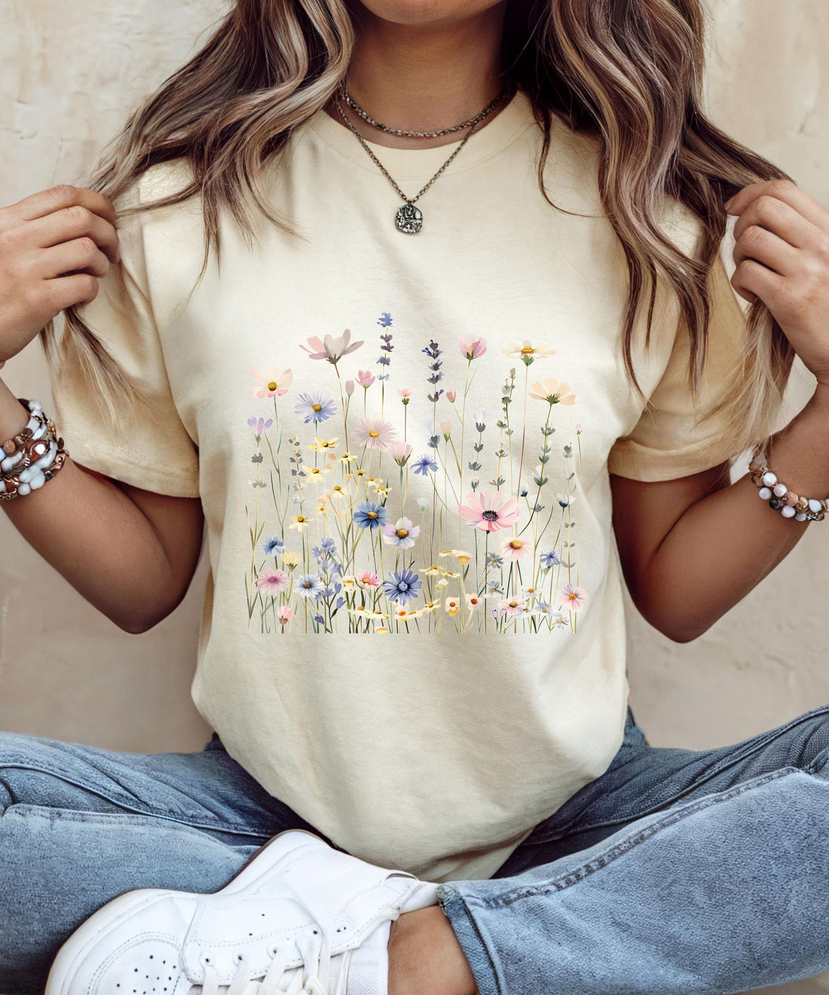 Wildflower T-Shirt for Women | Minimal Floral Bella+Canvas Tee | Nature Inspired Botanical Shirt | Soft Aesthetic Outfit image 5