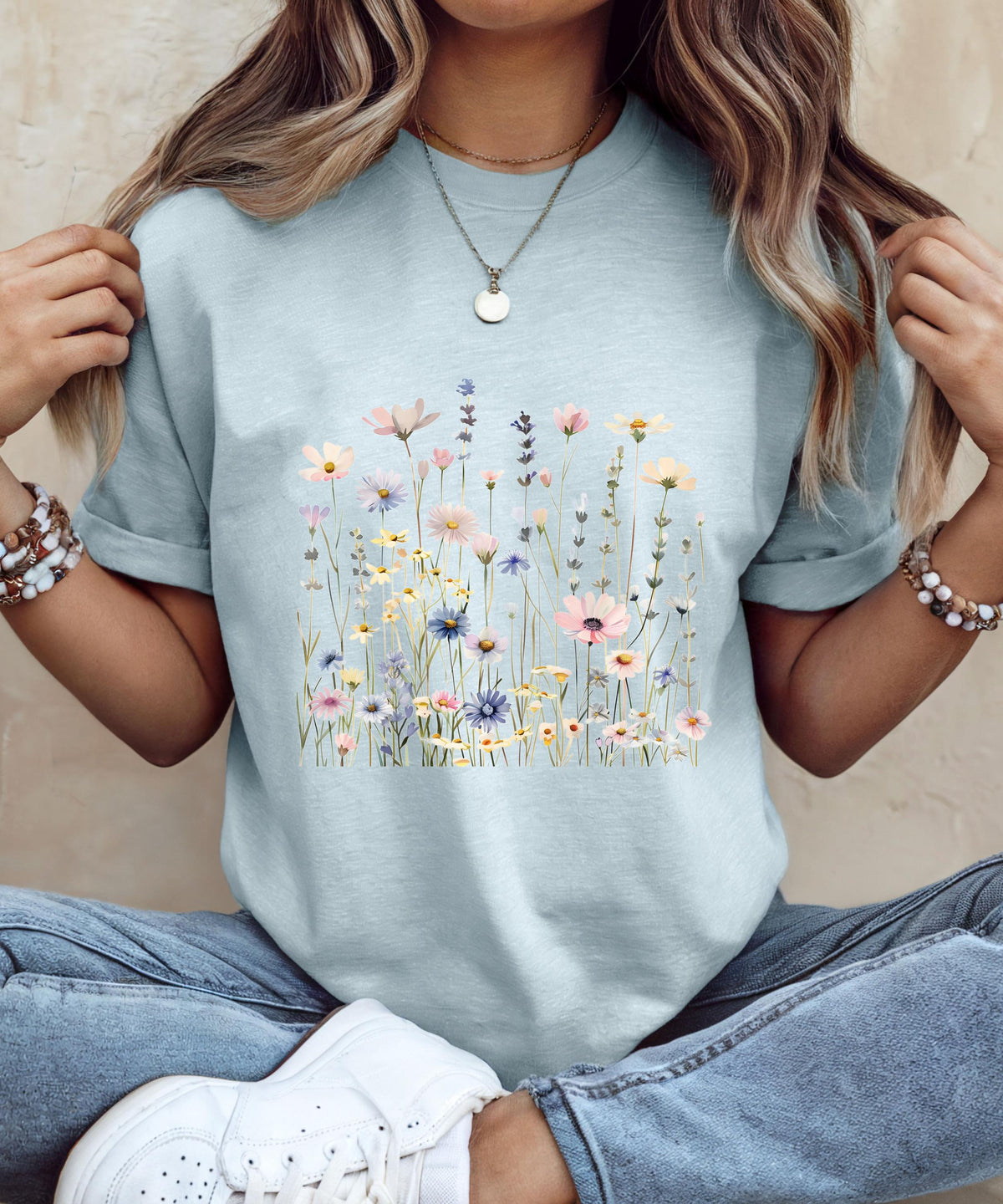 Wildflower T-Shirt for Women | Minimal Floral Bella+Canvas Tee | Nature Inspired Botanical Shirt | Soft Aesthetic Outfit image 7