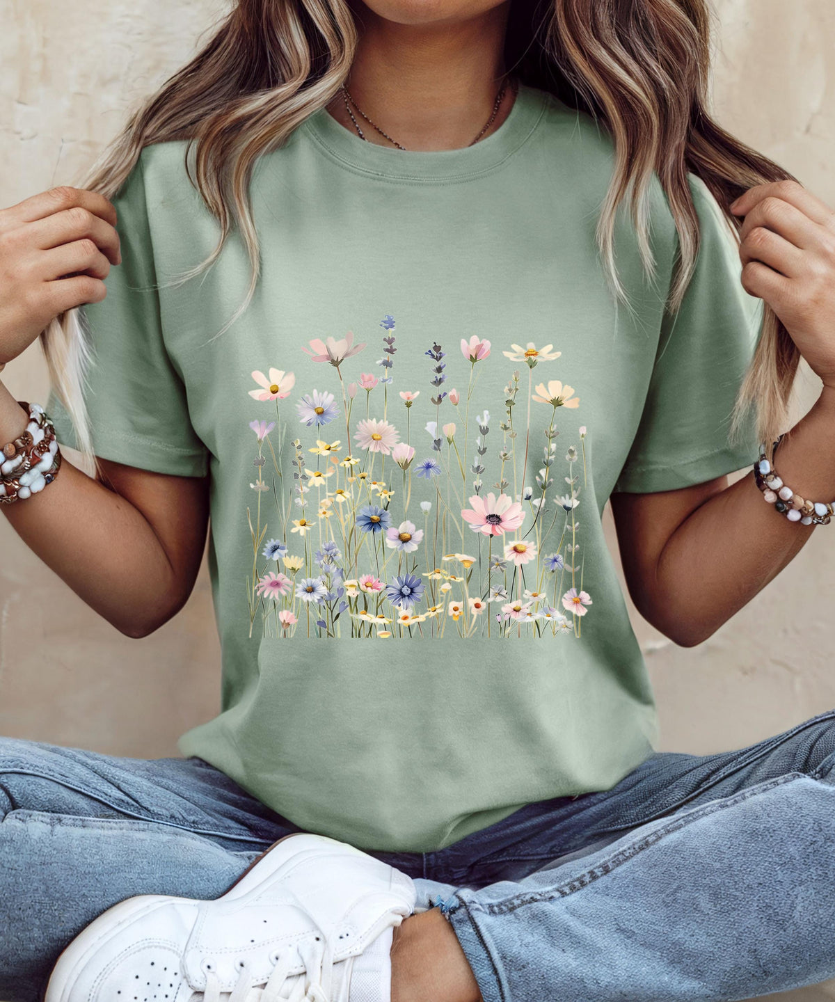 Wildflower T-Shirt for Women | Minimal Floral Bella+Canvas Tee | Nature Inspired Botanical Shirt | Soft Aesthetic Outfit image 8