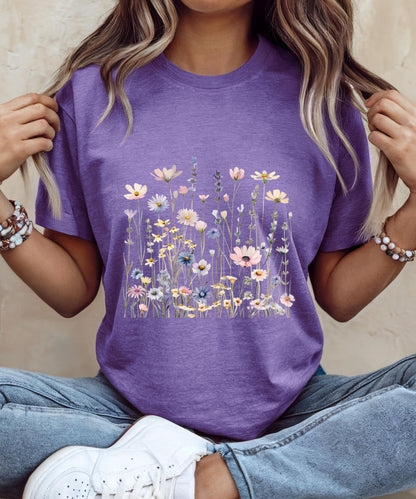 Wildflower T-Shirt for Women | Minimal Floral Bella+Canvas Tee | Nature Inspired Botanical Shirt | Soft Aesthetic Outfit image 10