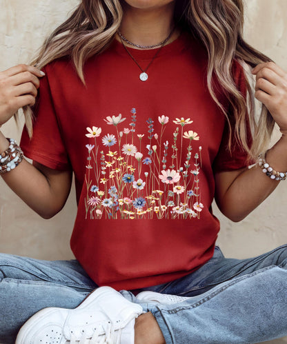 Wildflower T-Shirt for Women | Minimal Floral Bella+Canvas Tee | Nature Inspired Botanical Shirt | Soft Aesthetic Outfit image 11
