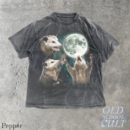 Opossum Howling at Moon Vintage 90s Graphic T Shirt, Retro Possum Silly Gift Pepper