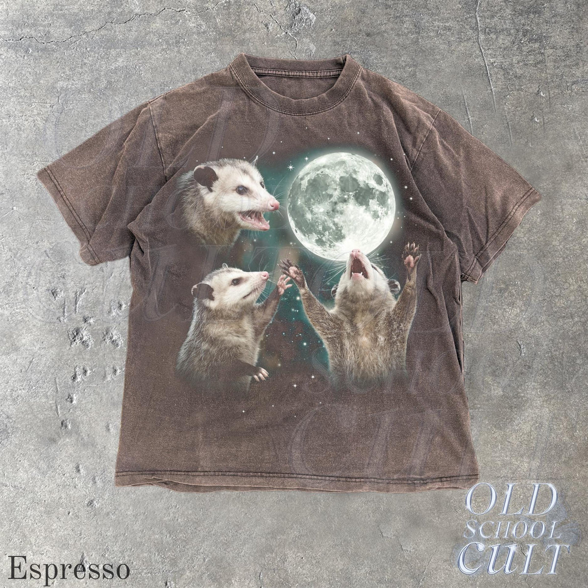 Opossum Howling at Moon Vintage 90s Graphic T Shirt, Retro Possum Silly Gift Espresso