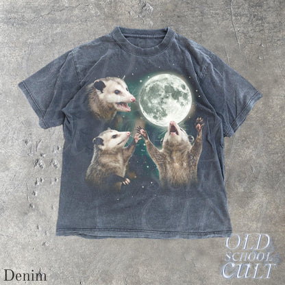 Opossum Howling at Moon Vintage 90s Graphic T Shirt, Retro Possum Silly Gift Denim