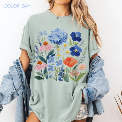 Wildflower Shirt Comfort Colors®, Botanical Flower Shirt, Cottagecore Floral Tee, Spring Garden Shirt, Nature Lover Gift, Flower Lover Gift image 4