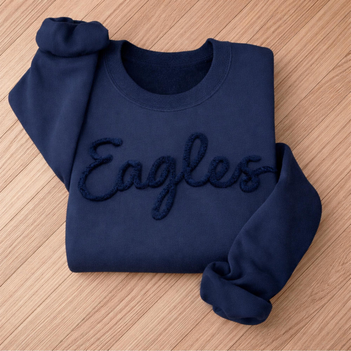 Custom Chenille Lettering Team Name Sweatshirt, Embossed Mascot Sweatshirt, Custom School Sweatshirt, Gift Idea, 3D Chenille Embroidery image 1