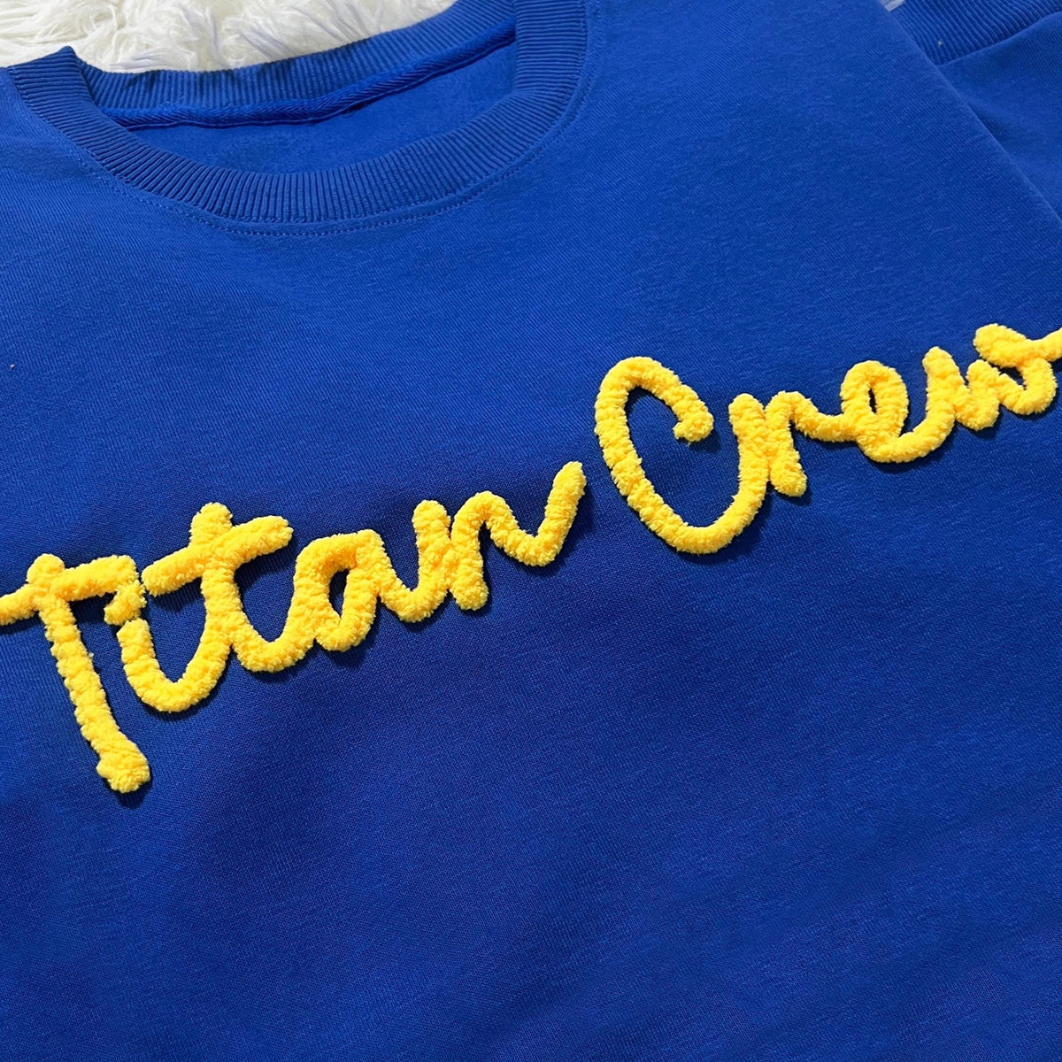 Custom Chenille Lettering Team Name Sweatshirt, Embossed Mascot Sweatshirt, Custom School Sweatshirt, Gift Idea, 3D Chenille Embroidery image 5