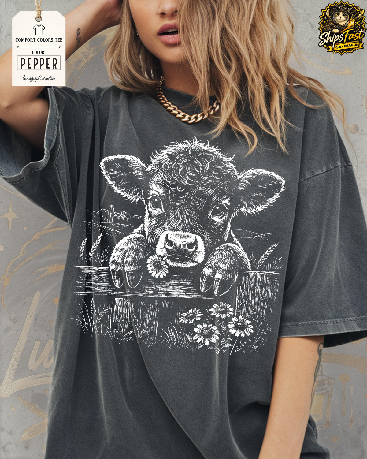 Cute Highland Cow Shirt, Comfort Colors Cow Tshirt, Aesthetic Farmhouse Cowboy Top, Western Boho Cowgirl Gift, Floral Highland Cow Shirt image 9