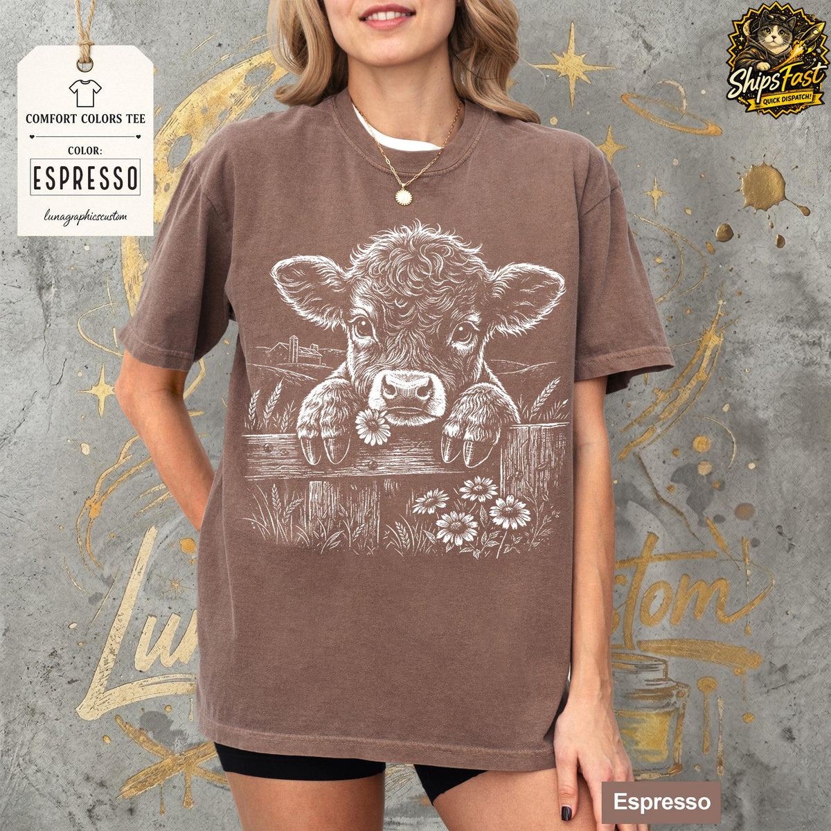 Cute Highland Cow Shirt, Comfort Colors Cow Tshirt, Aesthetic Farmhouse Cowboy Top, Western Boho Cowgirl Gift, Floral Highland Cow Shirt image 14