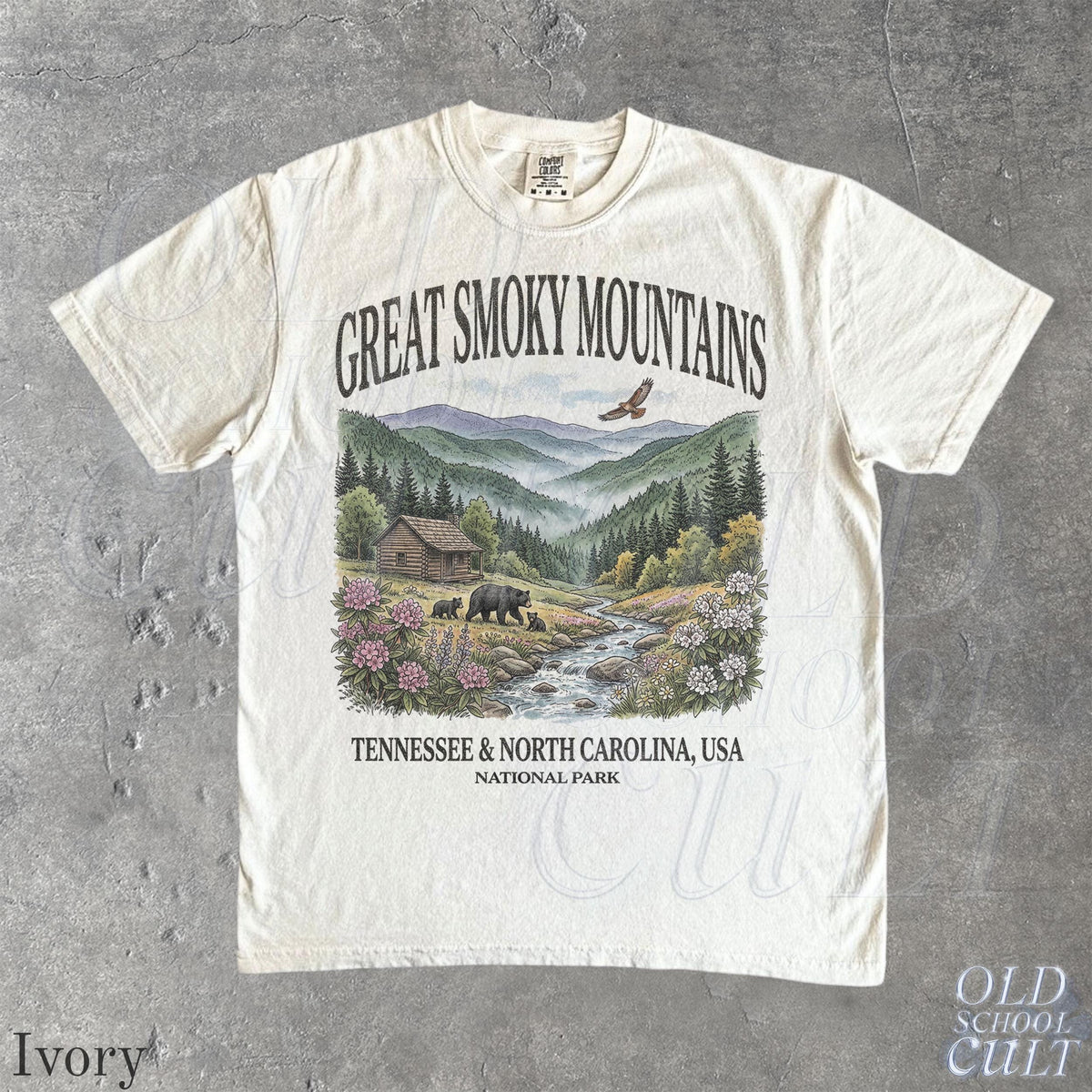 Great Smoky Mountains National Park Vintage 90s Graphic Shirt, Retro Comfort Colors®Mountain Cabin Bear USA Nostalgia Unisex Tee image 8