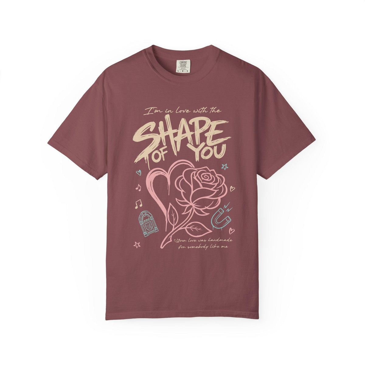Shape of You Graphic Tee, Comfort Colors Garment-Dyed Shirt Brick