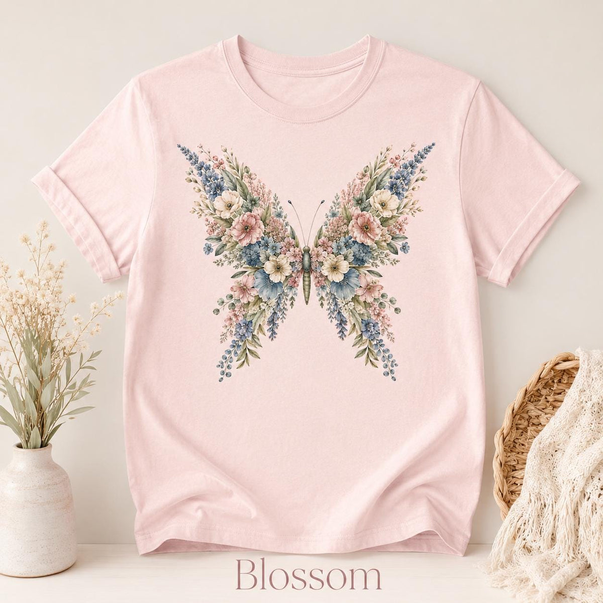 Comfort Colors Floral Butterfly Shirt, Cottagecore Butterfly Tee, Botanical Flower Shirt, Nature Lover Gift for Her image 5