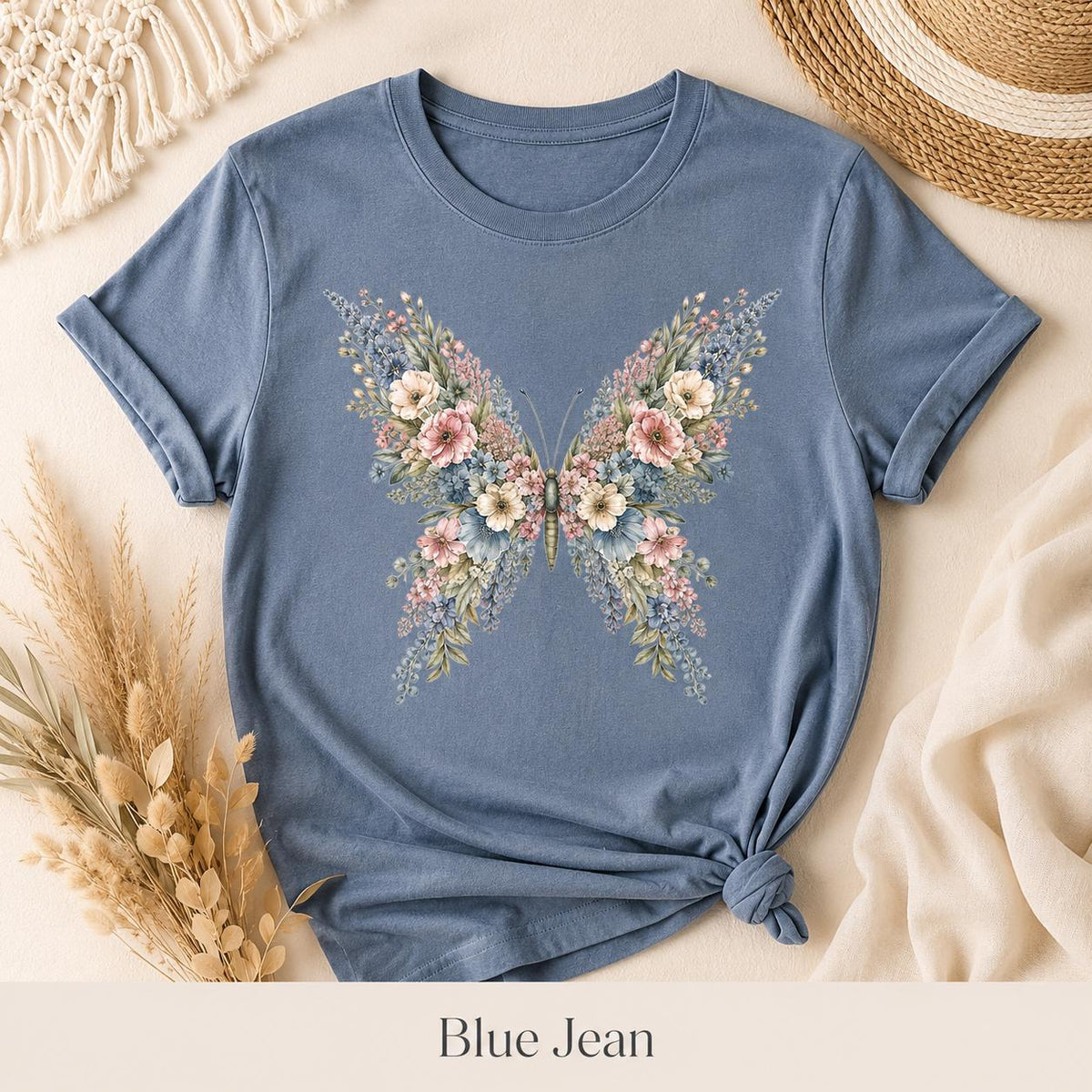 Comfort Colors Floral Butterfly Shirt, Cottagecore Butterfly Tee, Botanical Flower Shirt, Nature Lover Gift for Her image 6