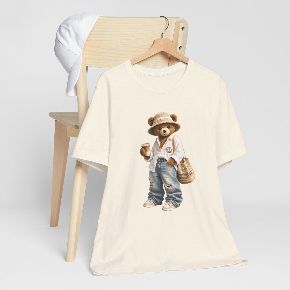 Teddy Bear Graphic Tee, Cozy Bear Illustration, Casual Cotton Shirt image 13