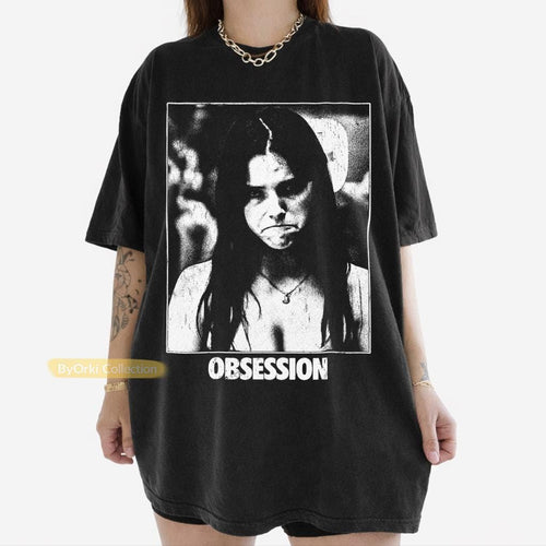 Vintage OBSESSION Movie T-Shirt, Frowning Nikki Graphic Tee, Gothic Horror Tee Black