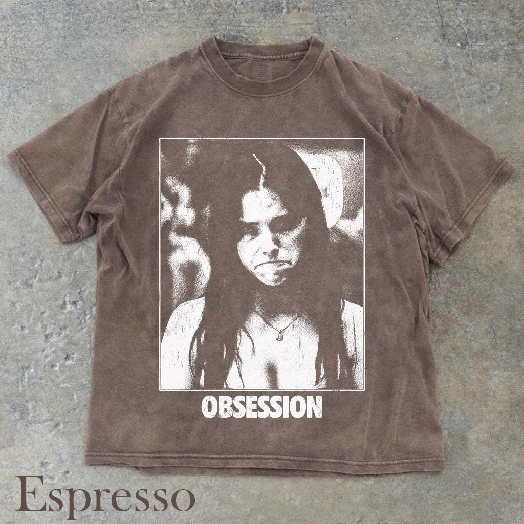 Vintage OBSESSION Movie T-Shirt, Frowning Nikki Graphic Tee, Gothic Horror Tee Espresso