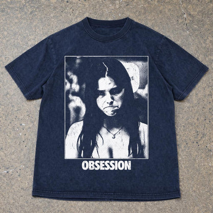 Vintage OBSESSION Movie T-Shirt, Frowning Nikki Graphic Tee, Gothic Horror Tee image 7