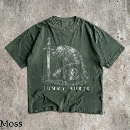 Tummy Hurts Knight Shirt, Funny Dark Fantasy Graphic Tee, Ironic Meme T-Shirt, Gamer Girl Gift, Retro Elden Knight Top, Comfort Colors Tee image 5