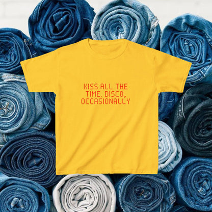 Kiss All The Time Disco Occasionally Baby Tee, Funny Disco Slogan Shirt image 4