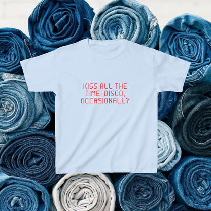 Kiss All The Time Disco Occasionally Baby Tee, Funny Disco Slogan Shirt image 5