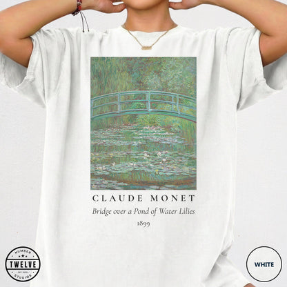 100% Cotton Monet Shirt, Comfort Colors Bridge Over Water Lilies Painting T-Shirt for Women, Impressionism Art Lover Tee, Art Teacher Gift image 2