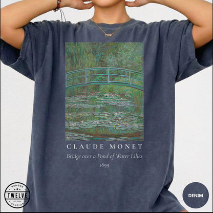 100% Cotton Monet Shirt, Comfort Colors Bridge Over Water Lilies Painting T-Shirt for Women, Impressionism Art Lover Tee, Art Teacher Gift image 4
