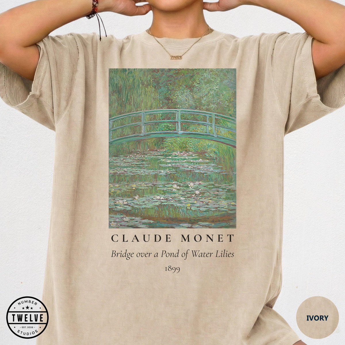 100% Cotton Monet Shirt, Comfort Colors Bridge Over Water Lilies Painting T-Shirt for Women, Impressionism Art Lover Tee, Art Teacher Gift image 5