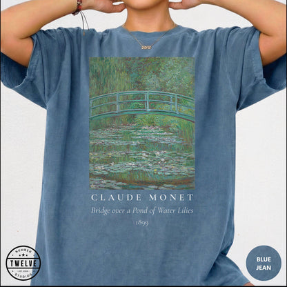 100% Cotton Monet Shirt, Comfort Colors Bridge Over Water Lilies Painting T-Shirt for Women, Impressionism Art Lover Tee, Art Teacher Gift image 7